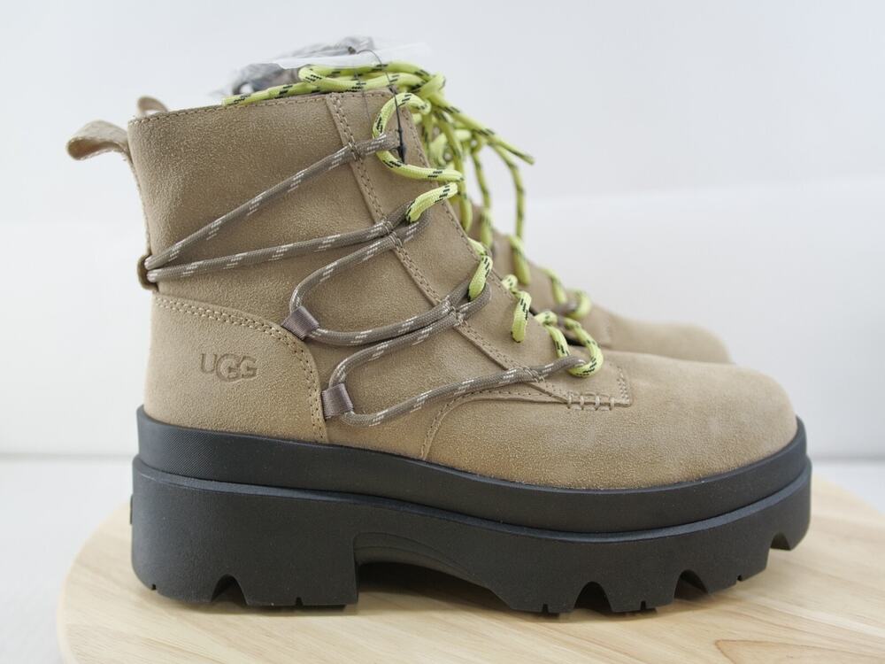 UGG BRISBANE LACE UP MUSTARD SEED SUEDE WOMEN'S BOOTS US SIZE 9.5